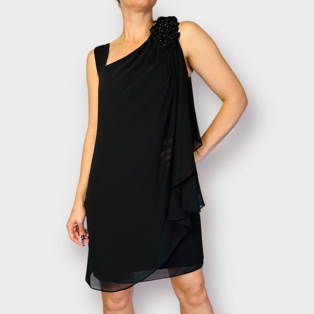 Y2K R&M Richards Black one shoulder drape dress Size M‎